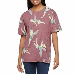 DISNEY Juniors Womens SMALL Purple Fairy TINKER BELL Graphic T-SHIRT NWT NEW